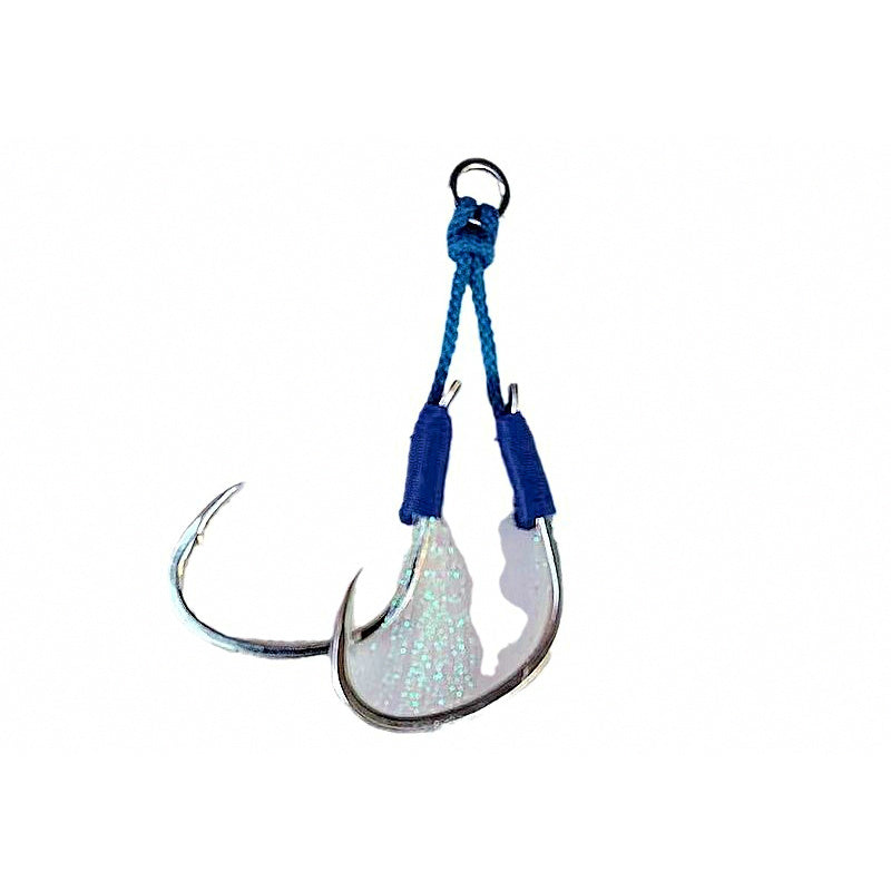 Blue Glow Barbed Hooks, Size 2/0