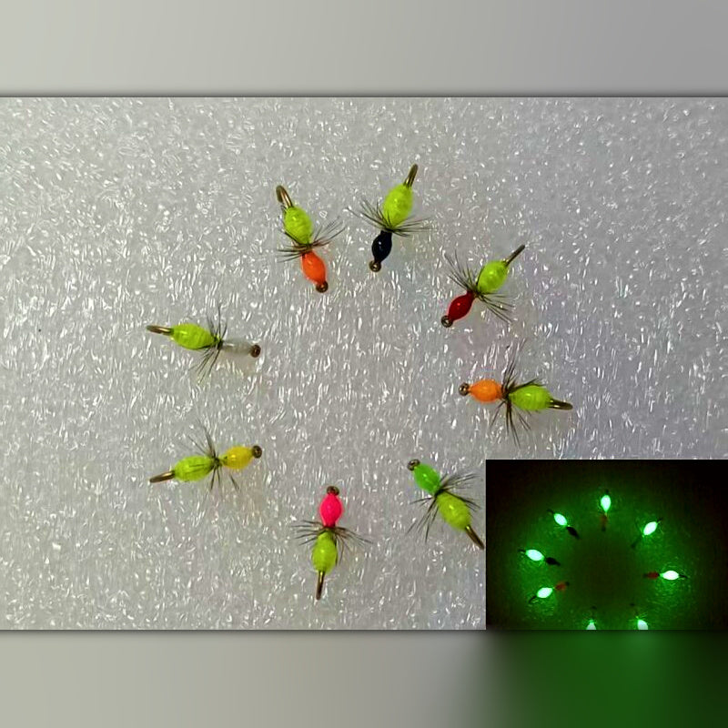 Glow Ant Fly Hooks, 8-Pack, Sizes 8–18