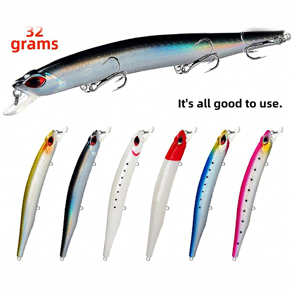Floating Minnow Lure with Rattle, 17 g & 32 g (0.6 & 1.1 oz)