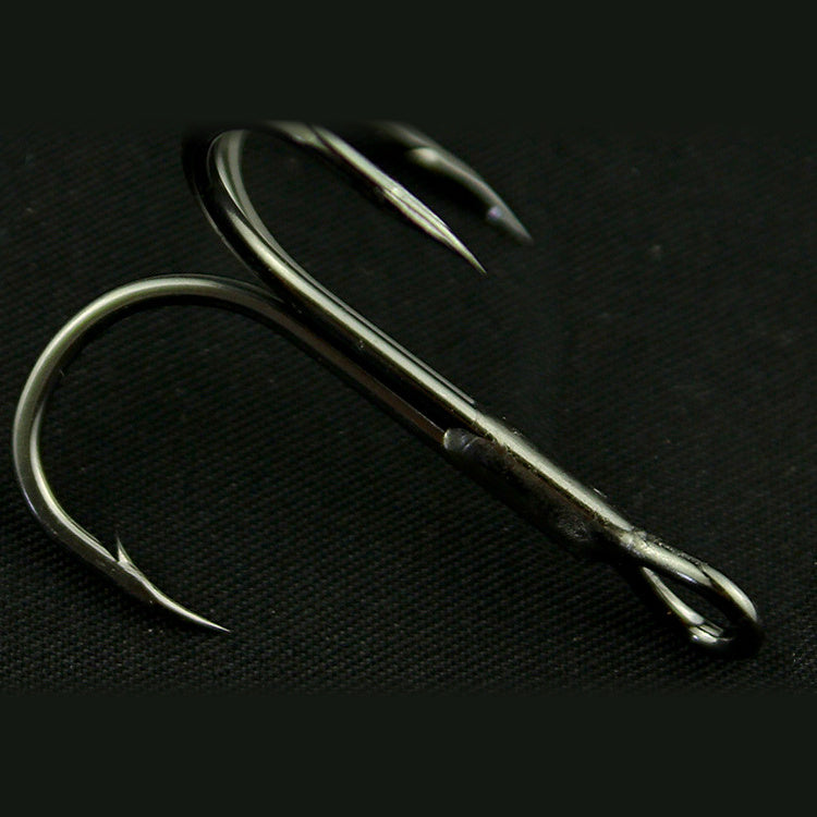 Barbed Treble Hook, Black or Matte, Sizes 10 to 3/0