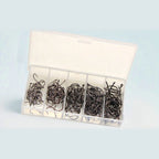 Eyed Ring Hook Assortment, 150 pcs, Sizes 4-12 (Barbed)