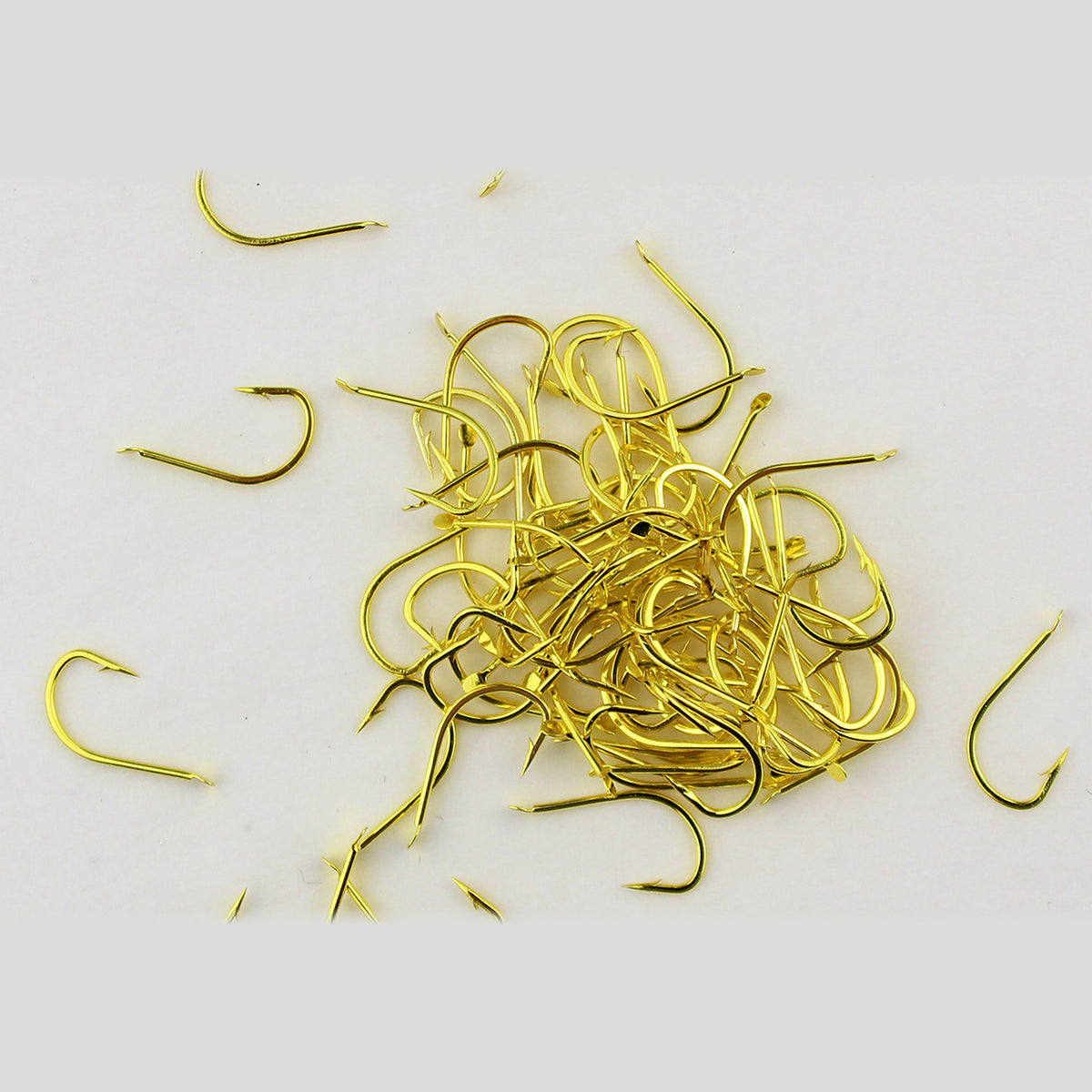 Gold Carbon Steel Fishing Hooks, 50 pcs, Barbed or Barbless