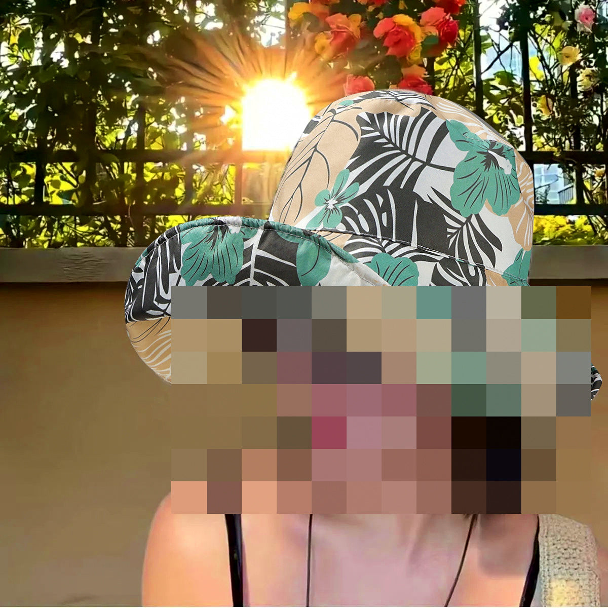 Foldable Striped Bucket Sun Hat, Wide Brim, L (58–60 cm) – product photo