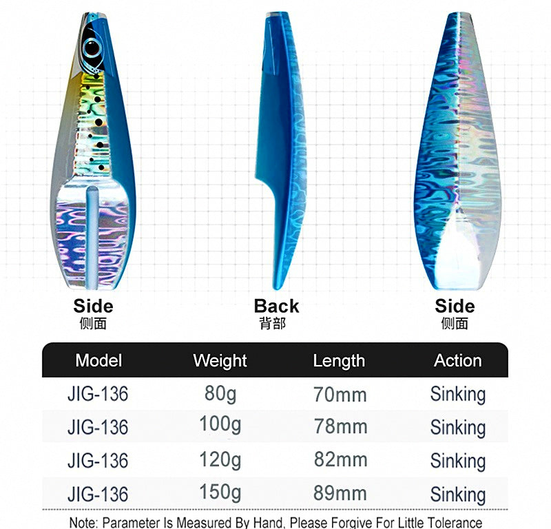 Slow Pitch Metal Jig, 80–150 g (2.8–5.3 oz) – product photo