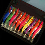 Wooden Shrimp Squid Jig Set, Glow Rattle Egi, 10 Pack – product photo