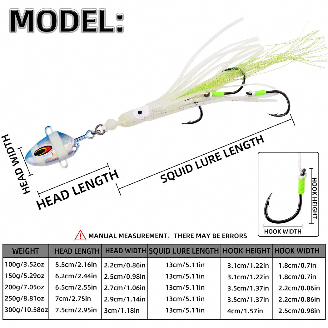Slow Pitch Jig with Treble Hooks, 100–300 g (3.5–10.6 oz) – product photo