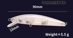 Unpainted Minnow Hard Bait Blank, Rattle, Short Lip – product photo
