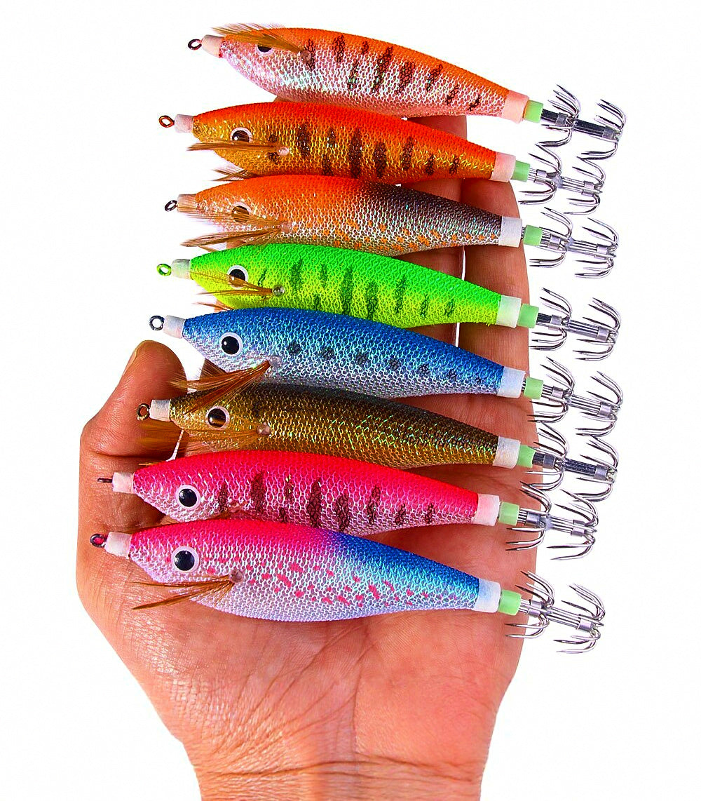 Glow Wood Shrimp Squid Jig, 11 cm (4.3 in), 13 g (0.46 oz) – product photo