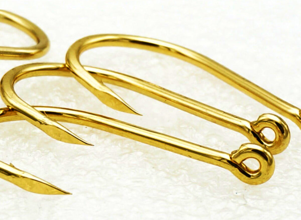 Gold Barbed Fishing Hooks, Bulk Pack, Sizes 0.8–15 – product photo
