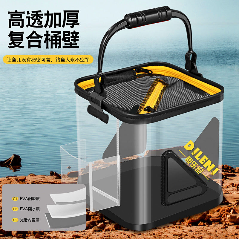 Clear Collapsible Fishing Bucket, 5-13 L (1.3-3.4 gal) – product photo