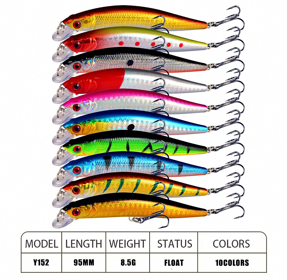 Floating Minnow Hard Bait, 9.5 cm (3.7 in), 8.5 g (0.3 oz) – product photo