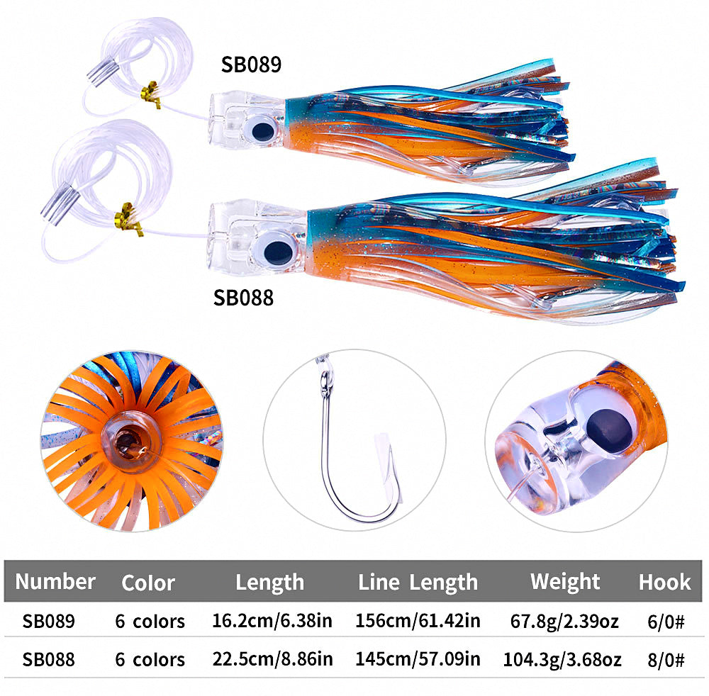 Soft Octopus Trolling Lure, 15 & 22 cm, 65–100 g (2.3–3.5 oz) – product photo