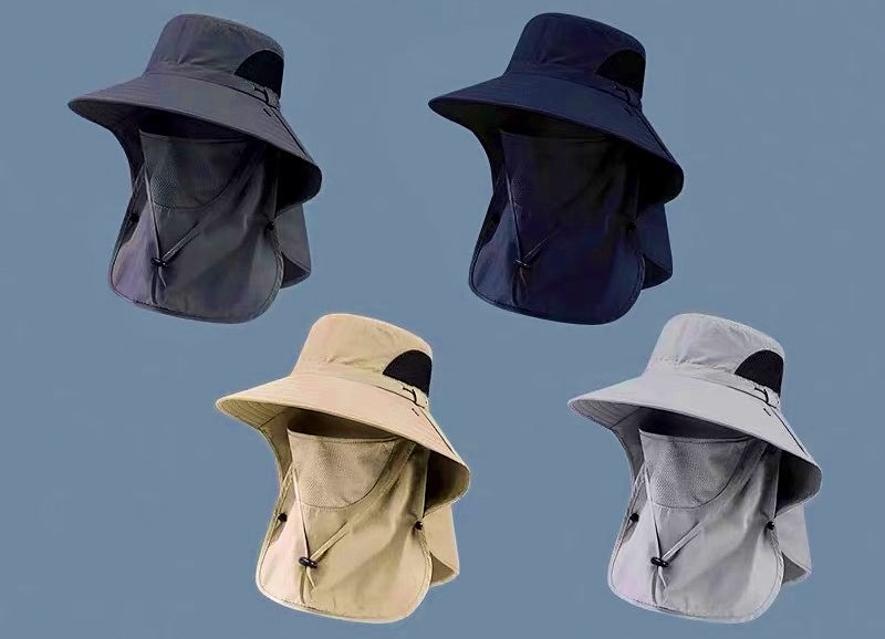 Wide Brim Sun Hat with Neck Cover, Adjustable Fishing Hat – product photo