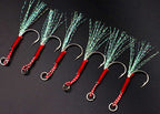 Feathered Single Hook for Slow Pitch Jigs, Silver or Black – product photo