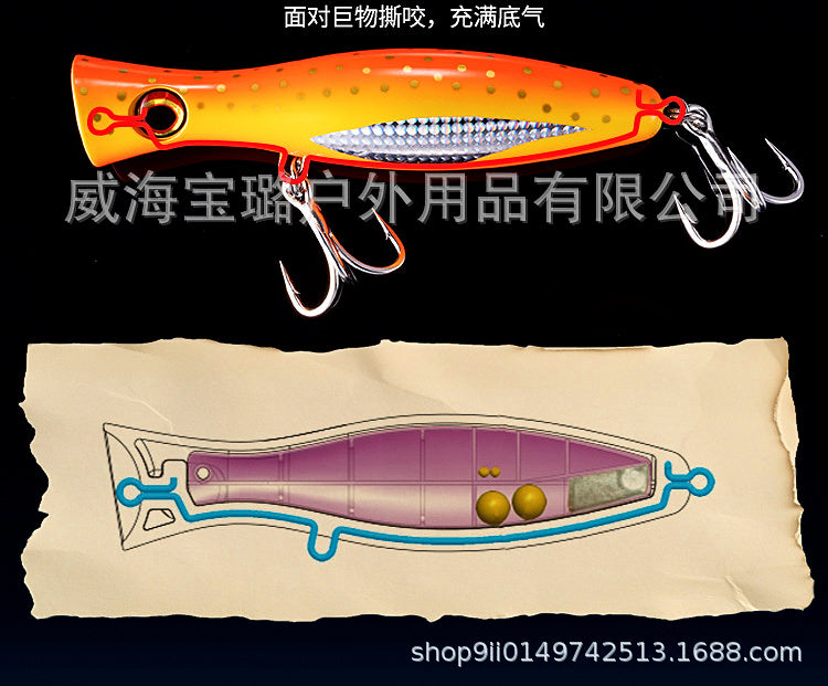 Floating Stickbait Popper Lure for Tuna, 43 g & 88 g (1.5 oz & 3.1 oz) – product photo