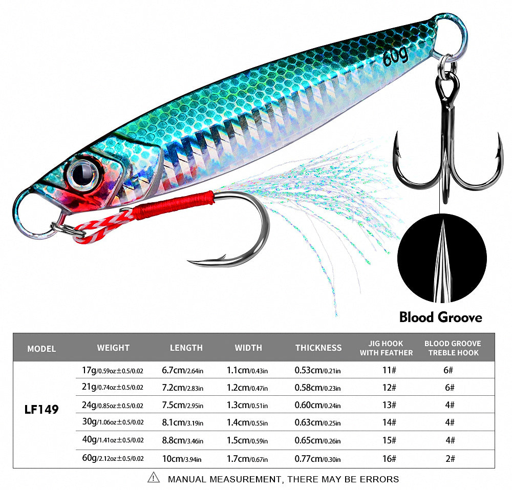 Metal Jig with Double Hooks, 17–60 g (0.6–2.1 oz) – product photo