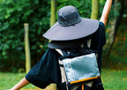 Wide Brim Sun Hat with Face Mask & Neck Flap, Adjustable – product photo