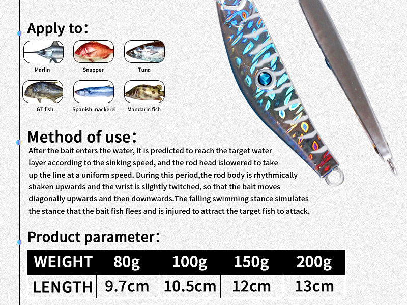 Fast Sink Metal Jig, 80–200 g (2.8–7.1 oz) – product photo