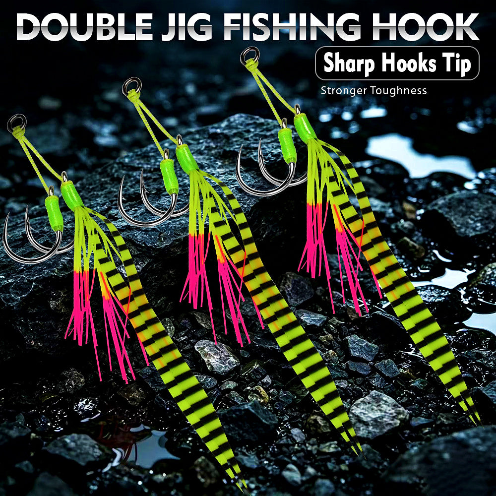 Jig Double Assist Hooks with Silicone Strands, 1/0–5/0 – product photo