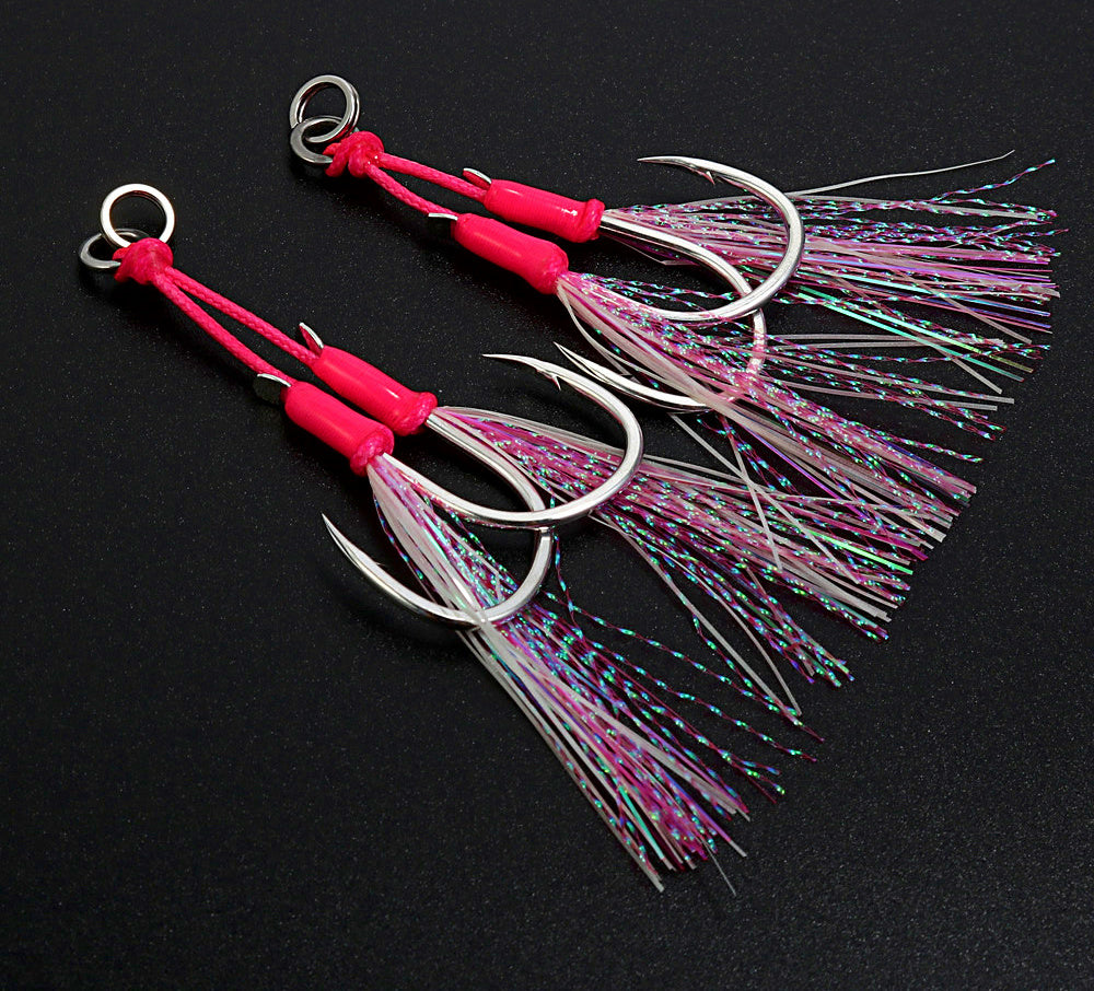 Wire Double Assist Hooks with Glow Thread, 1/0–5/0 – product photo