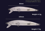Unpainted Floating Minnow Lure Blank w/ Rattle, 8-10 cm – product photo