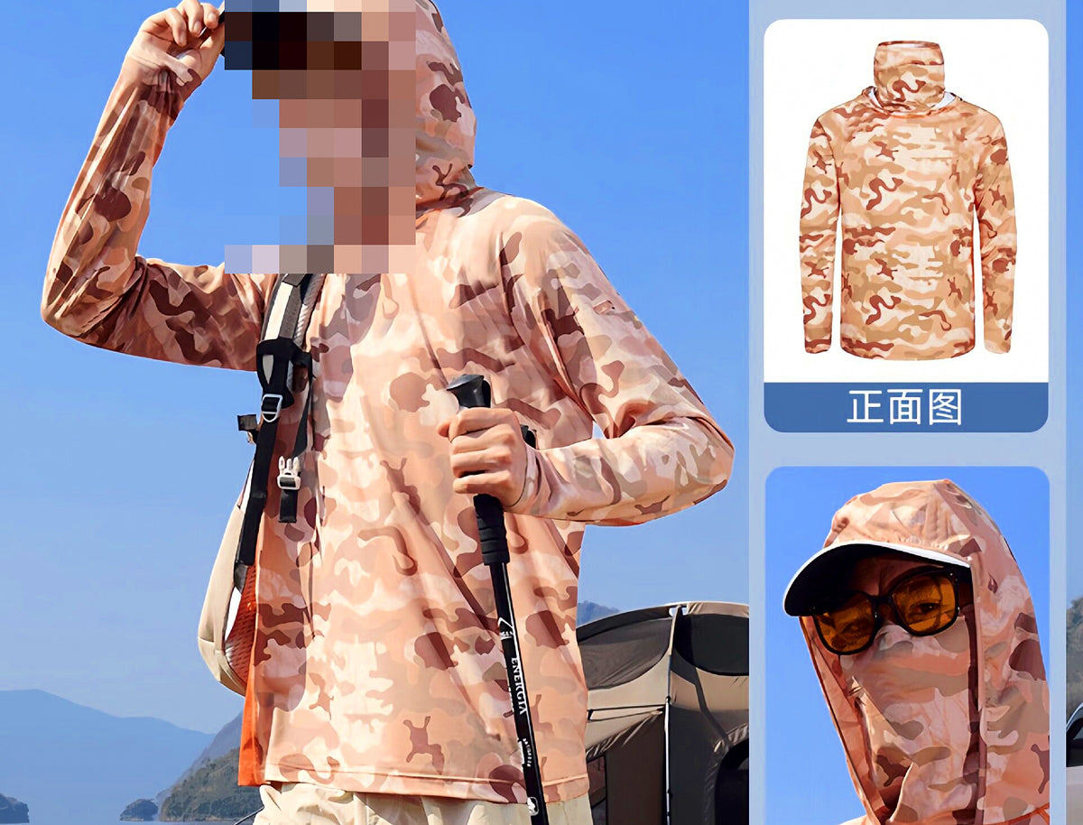 Men's UV Sun Protection Fishing Shirt, Ice Silk, Face Cover – product photo