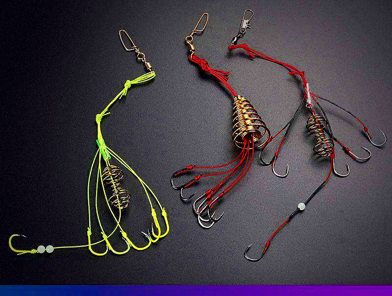 Spring Explosion Hook Rig, 4 Sets per Box, Sizes 6–14 – product photo
