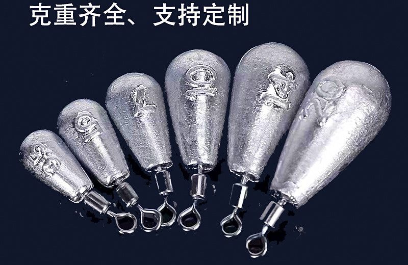Lead Fishing Sinkers, 50 Pack – Teardrop, Cylinder, Ball – product photo