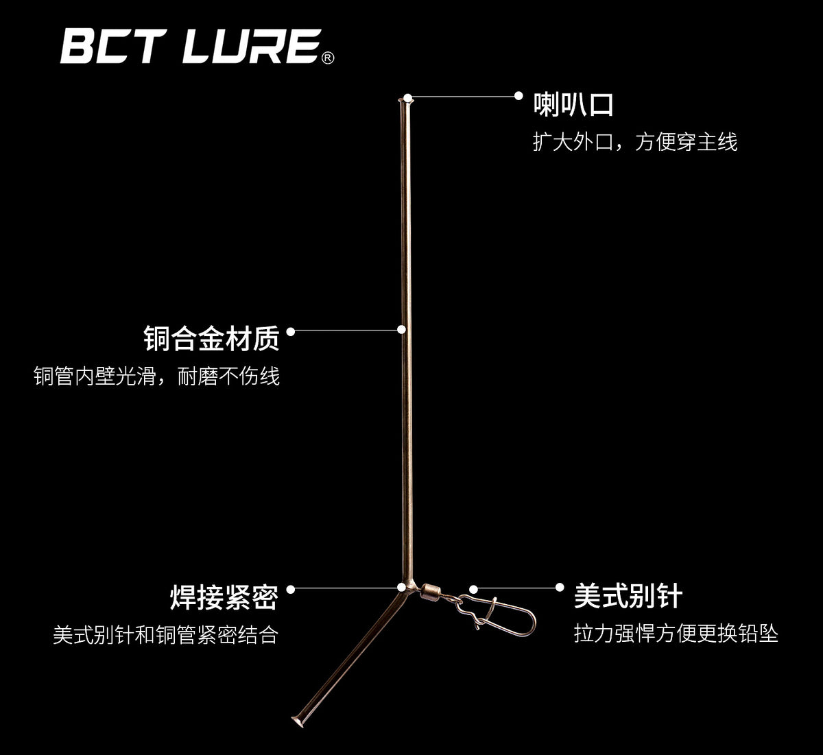 Anti-Tangle Copper Tube Boom Rig Connector, 5 Pack – product photo