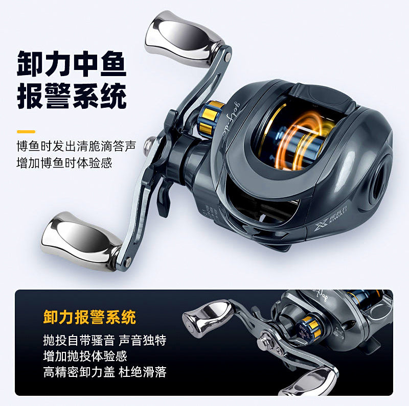 DC Round Baitcasting Reel, 7.2:1 Gear Ratio, 6 Bearings
