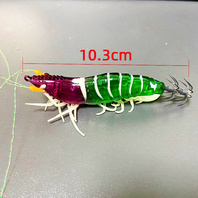 Glow Rocket Shrimp Squid Jigs, Wood & Crystal Shrimp – product photo