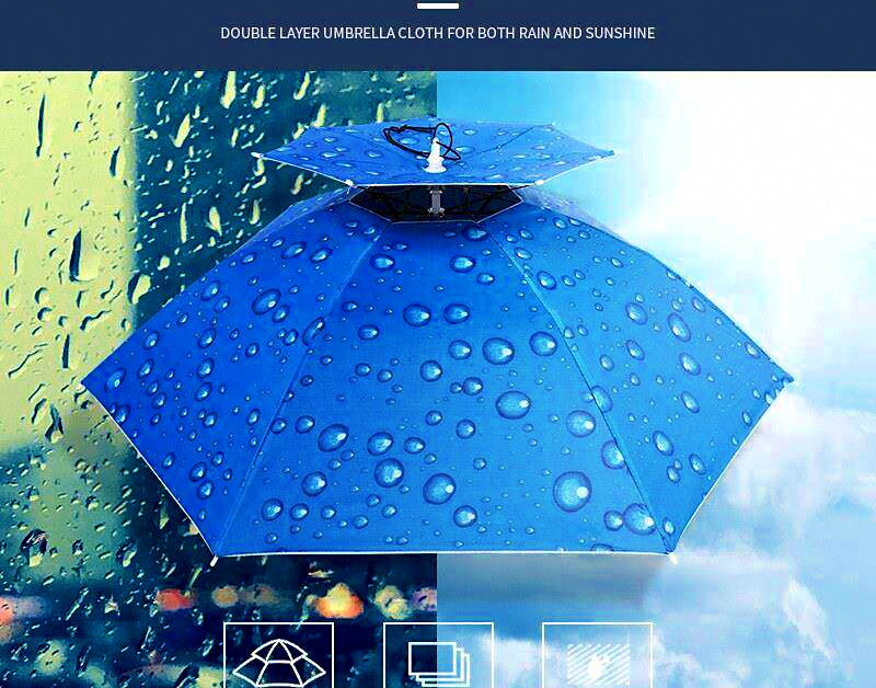 Hands-Free Umbrella Hat, Rain & Sun Hat, 52–105 cm (20–41 in) – product photo