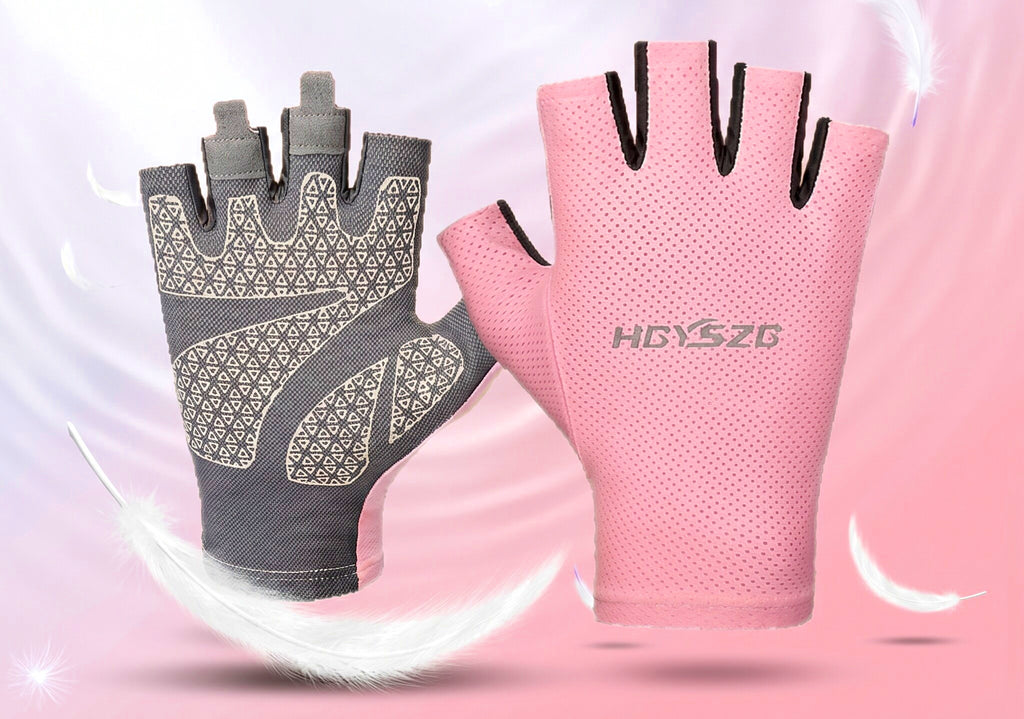 Half-Finger Fishing Sun Gloves, Thin Touchscreen – product photo
