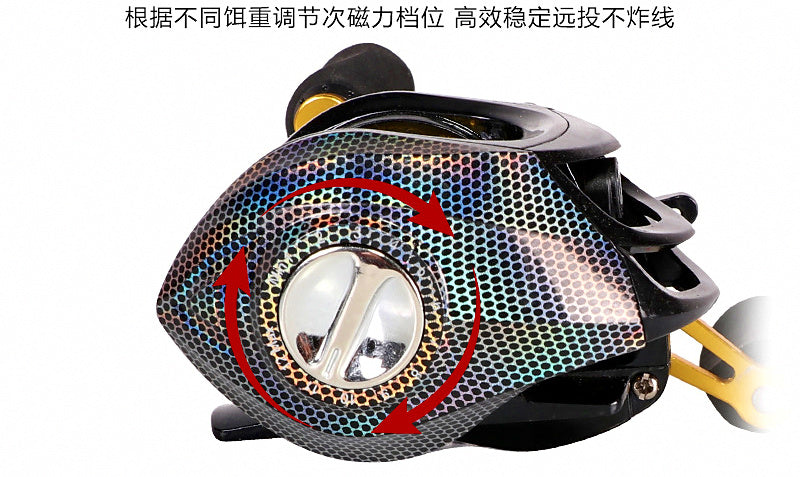 Round Baitcasting Reel, Magnetic Brake, Metal Spool – product photo
