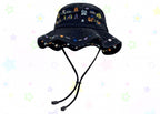 Embroidered Wide Brim Bucket Hat, Sun Protection, M (56-58 cm) – product photo