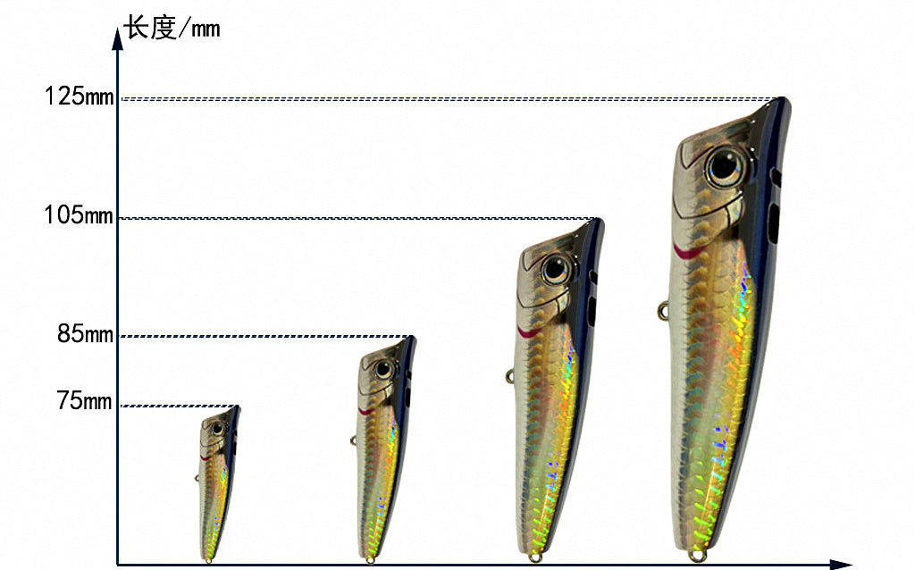 Topwater Walk-the-Dog Popper Lure, 95 mm 21 g (0.74 oz) – product photo