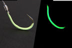 Pre-Tied Glow Offset Barbed Hooks on Line, Sizes 12–30 – product photo