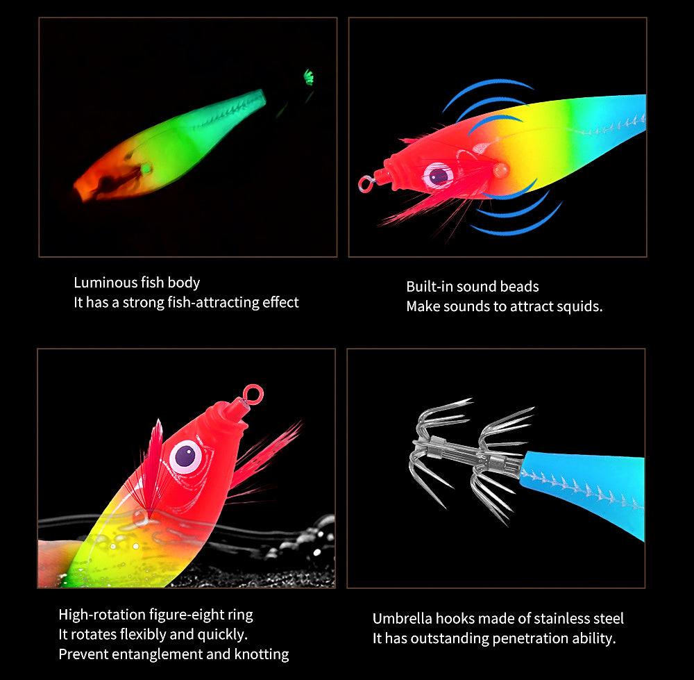 Glow Squid Jig Wood Shrimp with Rattle, 80 mm, 7.5 g (0.26 oz) – product photo