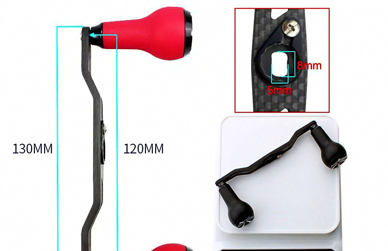 Baitcasting Reel Handle, Carbon Double, Foam Knobs, 120/130 mm – product photo