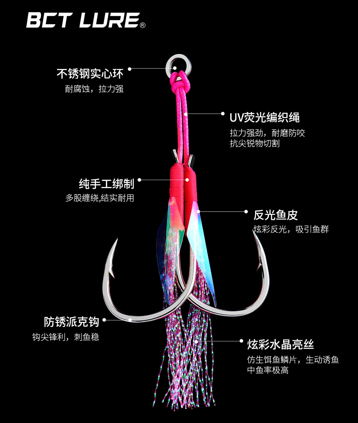 UV Fish Skin Double Assist Hooks, 2-Pack, Sizes 10–24 – product photo