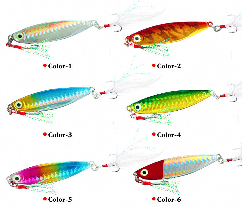 Long Cast Metal Jig with Feather Treble Hook, 7–30 g (0.25–1.06 oz) – product photo