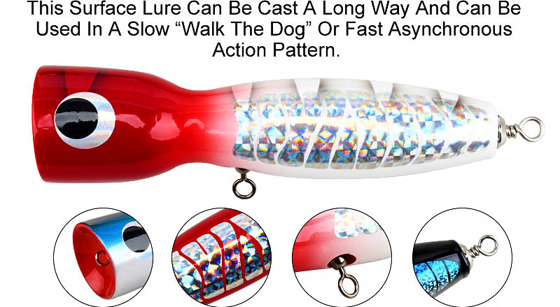Wooden Popper Lure for Tuna, 120 g (4.2 oz), 19 cm (7.5 in) – product photo