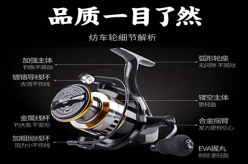 All-Metal Front Drag Spinning Reel, 12 BB, 5.2:1 – product photo
