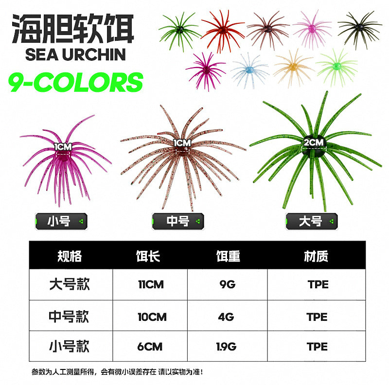 Floating Sea Urchin Soft Bait, TPE, 6.5–10.5 cm (2.6–4.1 in) – product photo