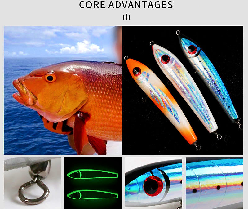 Wooden Pencil Topwater Lure, 90 g (3.2 oz), 23 cm (9 in) – product photo