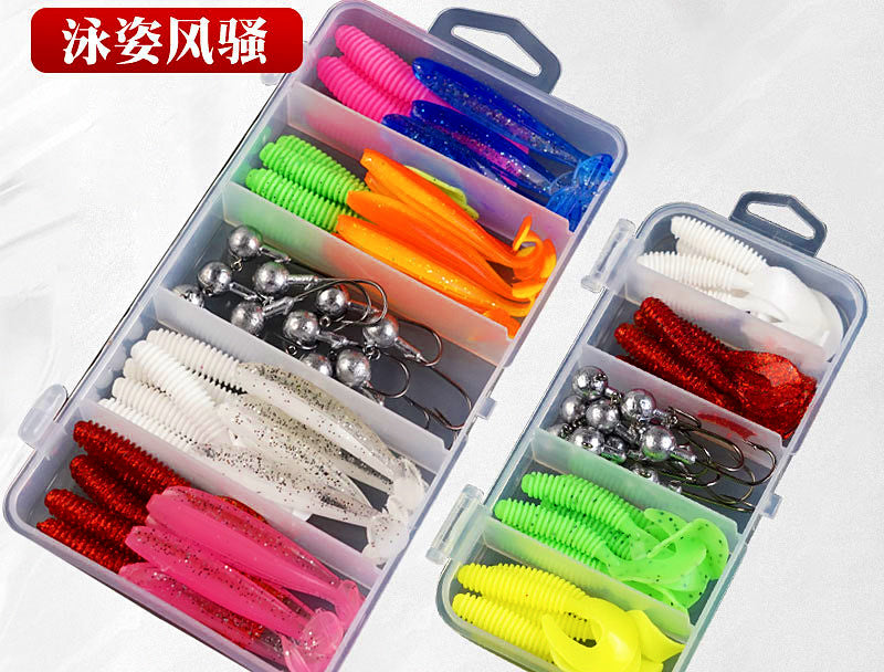 Soft Plastic Swimbait Kit with Jig Heads, Curl & T-Tail, 4–7.5 cm – product photo