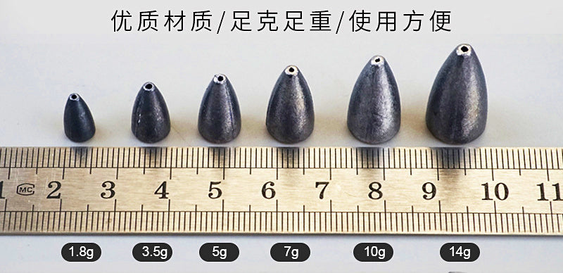 Lead Bullet Sinkers for Texas Rig, 1.75–14 g (1/16–1/2 oz) – product photo