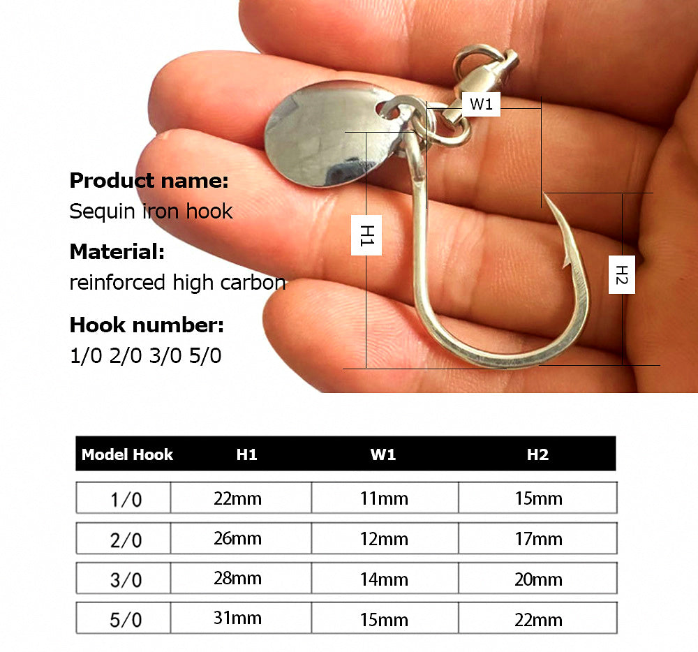 Spinner Flash Hooks with Bearing Swivel, 5-Pack, Sizes 1/0–5/0 – product photo