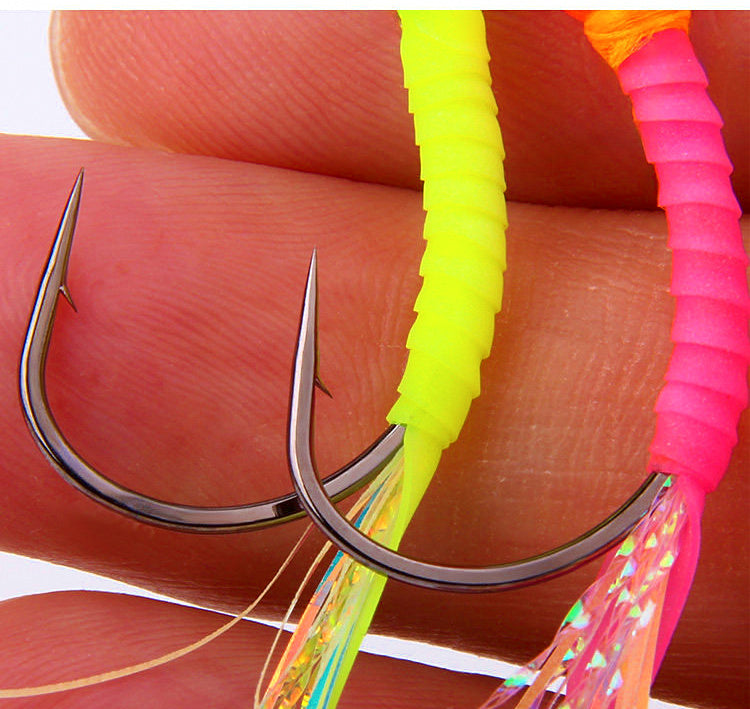Glow Fish Skin Hooks for Saltwater, 1/0–2/0, 10 Pack – product photo