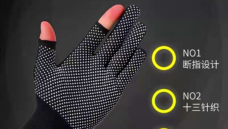 Dotted Grip Nylon Work Gloves, 13-Gauge, Open-Finger Options – product photo